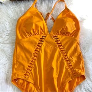 NWOT large one piece sexy orange bathing suit
